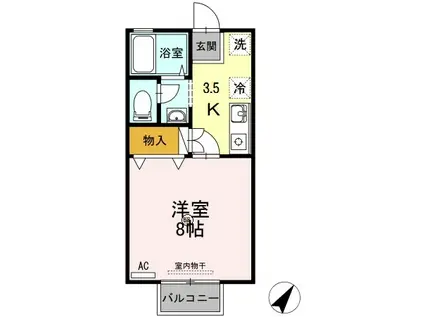 ひかりハイツB(1K/1階)の間取り写真