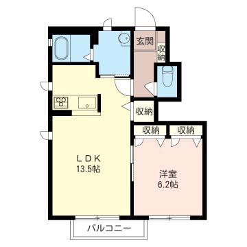 シャーメゾン・アトリオII(1LDK/1階)の間取り写真