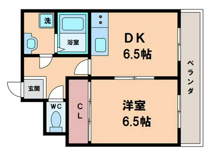 エクセルシャトー(1DK/2階)の間取り写真