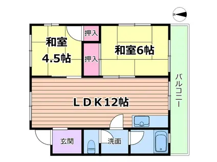 第一吉川コーポ(2LDK/3階)の間取り写真