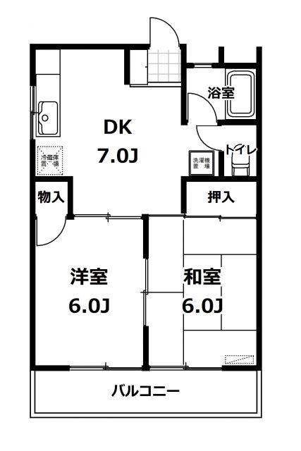 金上ハイツ(2DK/2階)の間取り写真