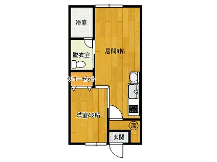 コーポささき(1DK/1階)の間取り写真