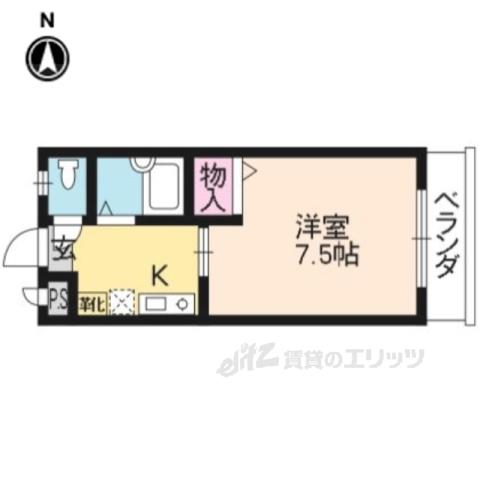 プリオール京都(1K/5階)の間取り写真