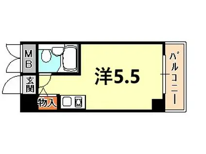 コスモプラザ三宮(ワンルーム/5階)の間取り写真