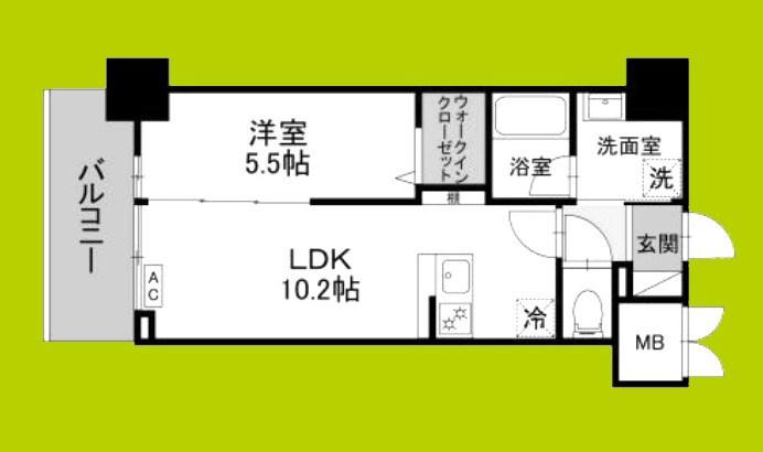 ストーリア茨木(1LDK/8階)の間取り写真