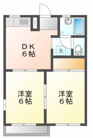 セレクト21B(2DK/2階)の間取り写真