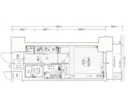 エステムプラザ難波ウエストII プレディア(1K/2階)の間取り写真