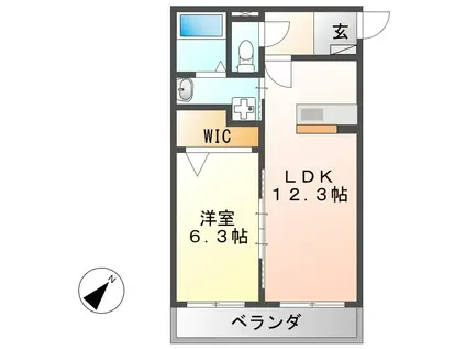 ARATA壱番館(1LDK/3階)の間取り写真