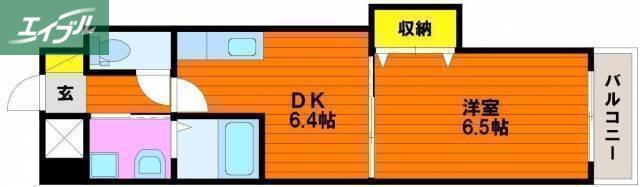はるなガーデン(1DK/7階)の間取り写真