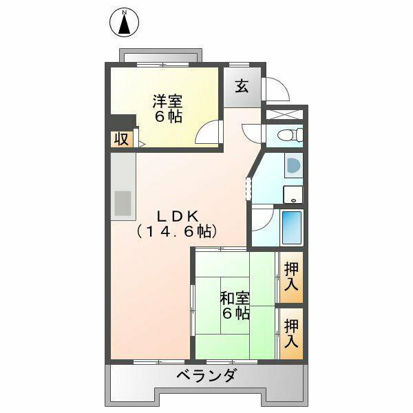 メゾン・シャン・ビラージ(2LDK/4階)の間取り写真