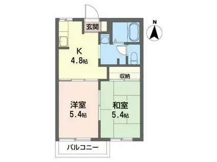 コンフォルタ藤沢町C(2K/2階)の間取り写真