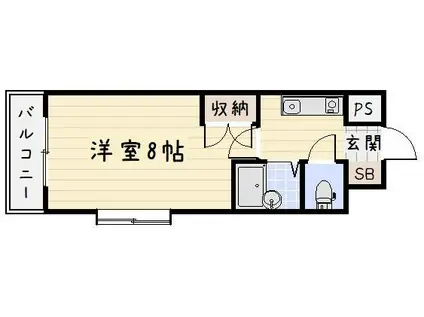 リファレンス到津(1K/2階)の間取り写真