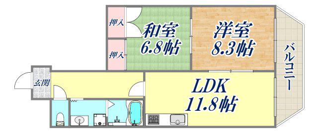イソダマンション(2LDK/2階)の間取り写真