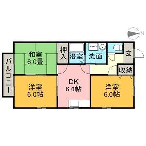 ロイヤルパレスII(3DK/1階)の間取り写真