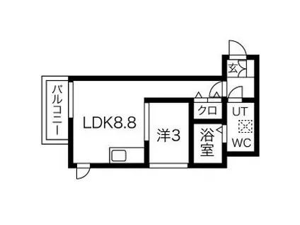 カーサ荒巻中央(1LDK/1階)の間取り写真
