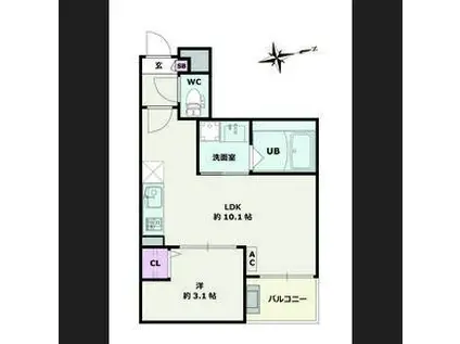 JACK FUNAMACHI II(1LDK/1階)の間取り写真