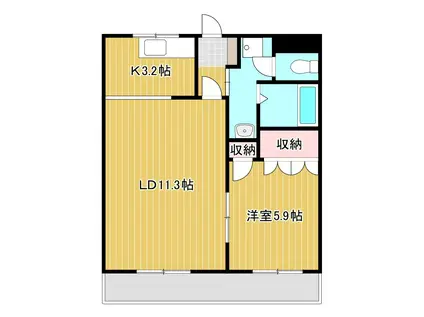 GREENVILLAGE(1LDK/1階)の間取り写真