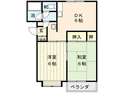 ピノキオA棟(2DK/1階)の間取り写真
