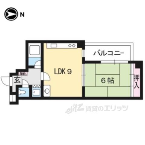 アルカンシェル御所(1LDK/2階)の間取り写真