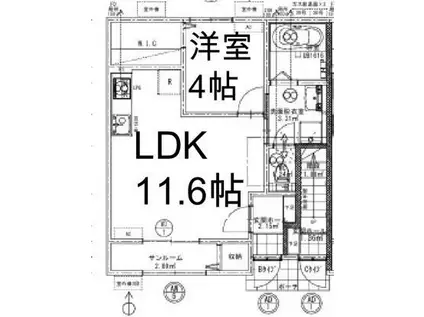 マルヴィナ(1LDK/1階)の間取り写真