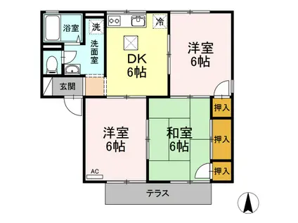 プレジール白楽A棟(3DK/1階)の間取り写真