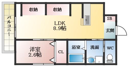 エヌエムキャットフヴァンオンズ(1LDK/2階)の間取り写真
