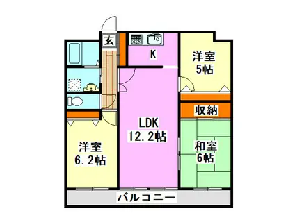 グリーンビュー立岩I(3LDK/7階)の間取り写真