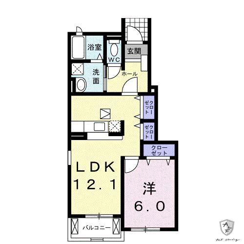 リバーサイドビラ生田 I(1LDK/1階)の間取り写真