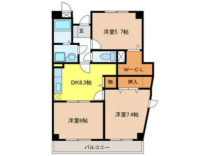 クリスタルガーデンII(3DK/3階)の間取り写真