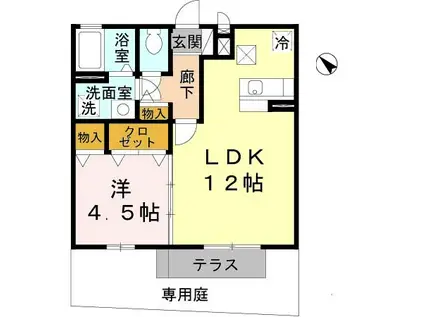 セントラルグレイス(1LDK/1階)の間取り写真