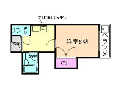 グラシアミノオ I号棟(1K/3階)の間取り写真