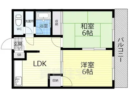 TOHAKUビル(2DK/4階)の間取り写真