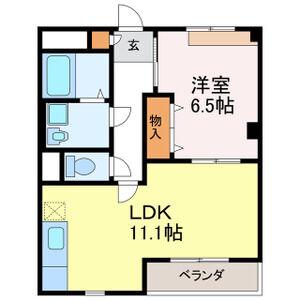 アドビル牧の里(1LDK/4階)の間取り写真