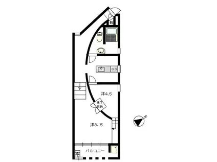 アーク諏訪の森(1DK/1階)の間取り写真