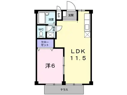 シティハイツ黒宮(1LDK/1階)の間取り写真