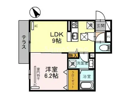 セレーノ南甲子園(1LDK/1階)の間取り写真