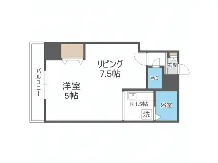 ミラバ澄川(1DK/9階)の間取り写真