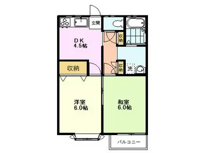 メゾン柊II(2DK/2階)の間取り写真