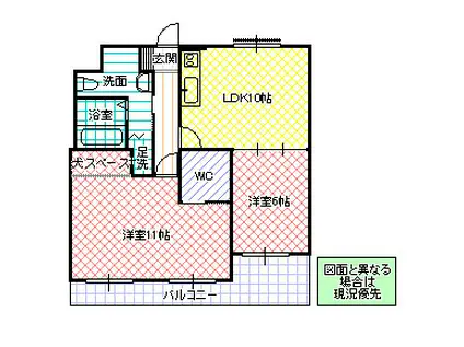 ケイセイグランドハイツそとの(2LDK/3階)の間取り写真
