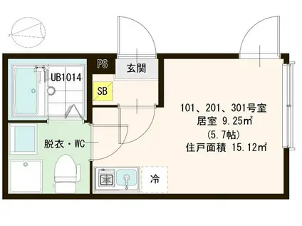 ハーモニーテラス梅田VIII(ワンルーム/1階)の間取り写真