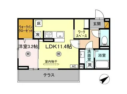 ラピス・ブルー(1LDK/1階)の間取り写真