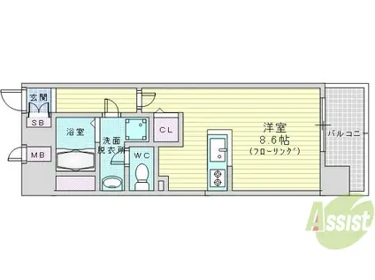 スワンズ大阪 アクシオン(1K/12階)の間取り写真