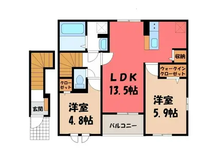 パラッツオC(2LDK/2階)の間取り写真