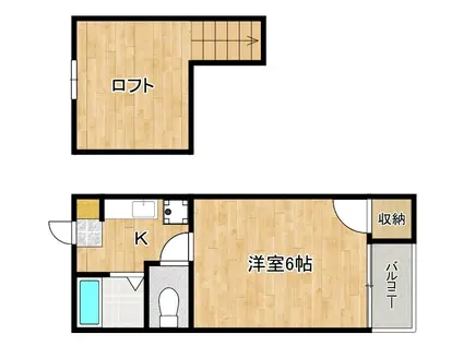 サンラーク三条B(1K/1階)の間取り写真