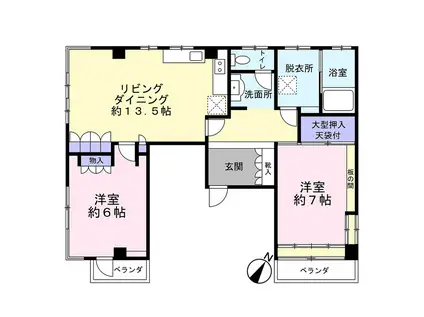 大石ビル(2LDK/2階)の間取り写真