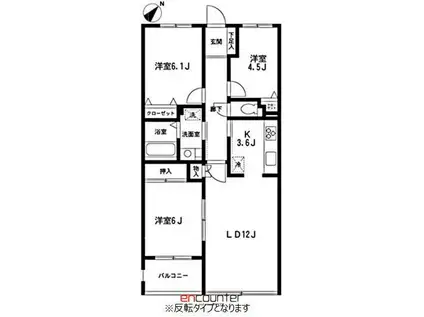 クレールコート芦花公園(3LDK/1階)の間取り写真