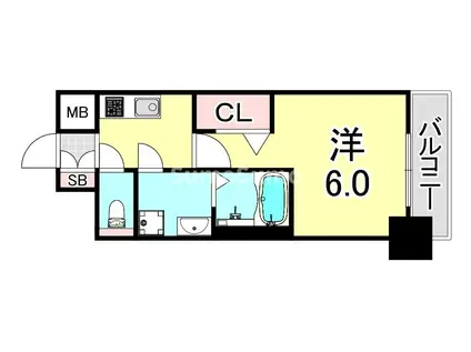 レジュールアッシュ神戸VIVANT(1K/10階)の間取り写真