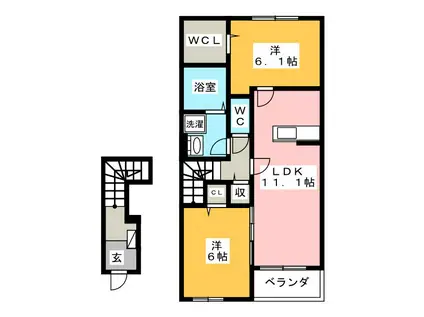 ピュアガーデンM III(2LDK/2階)の間取り写真