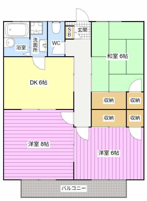アクト中島(3DK/2階)の間取り写真