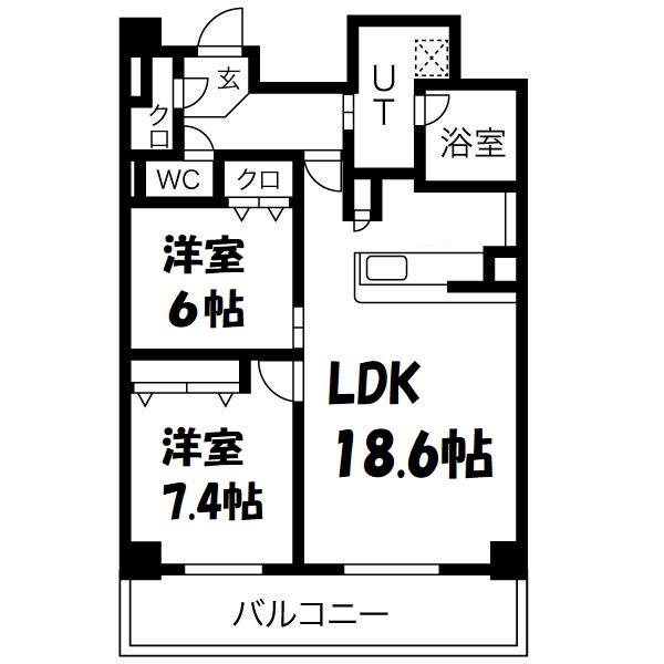 アーバンパーク日吉(2LDK/12階)の間取り写真